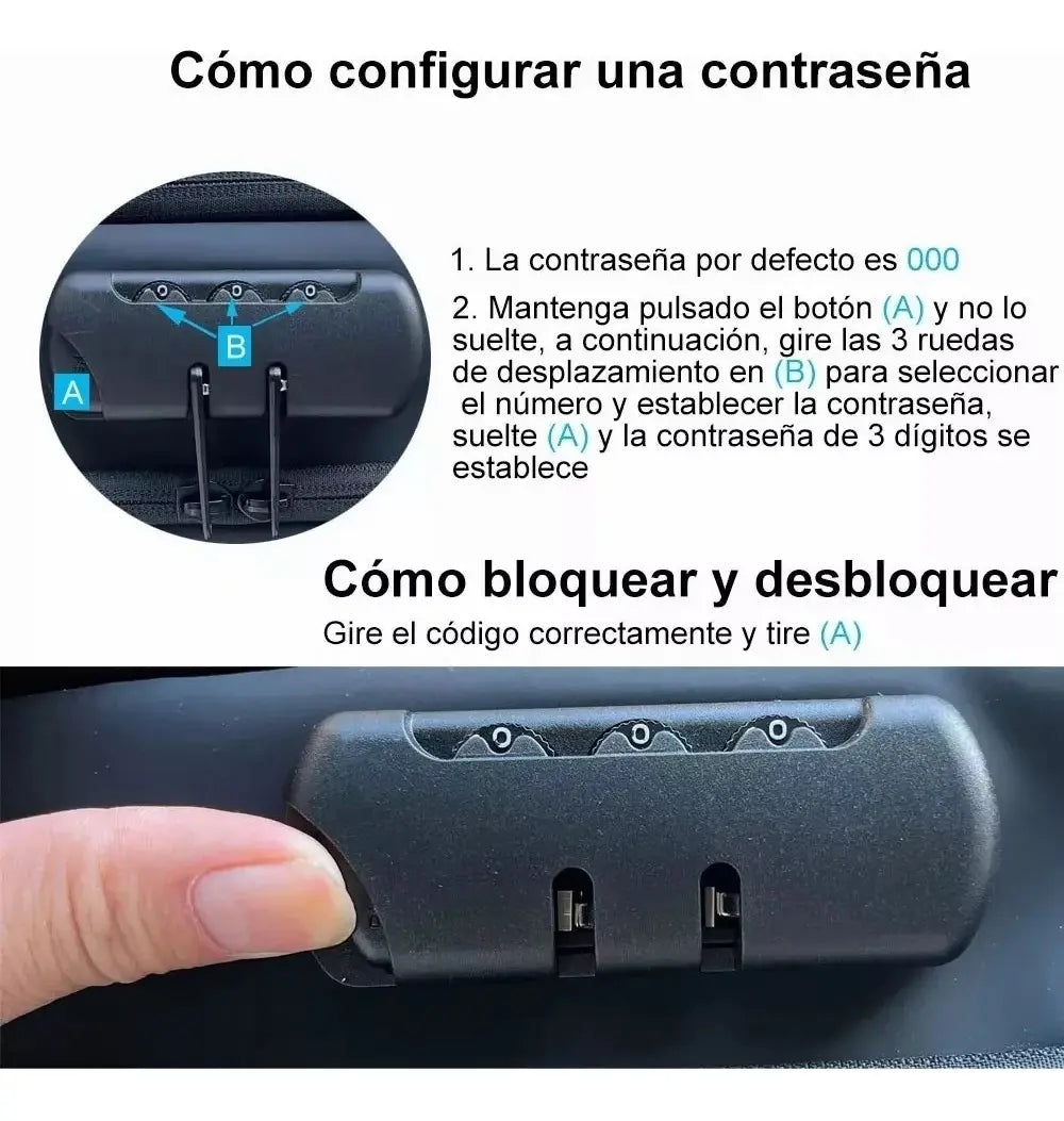 Bolso Antirrobo impermeable con cargador para tablet o celular